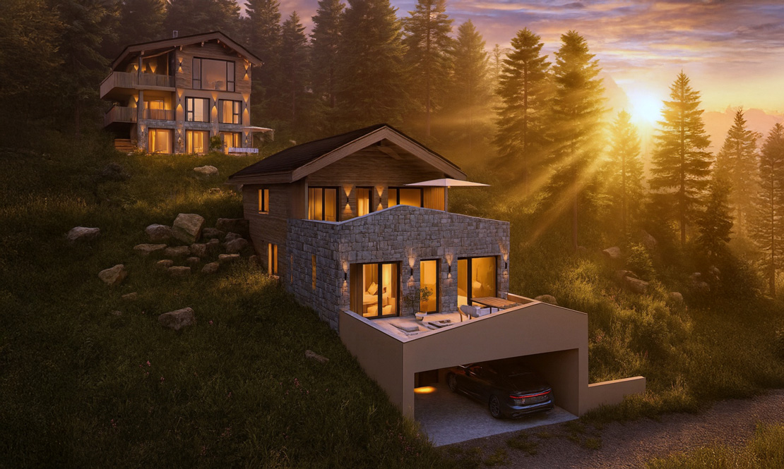 Chalets im Sommer