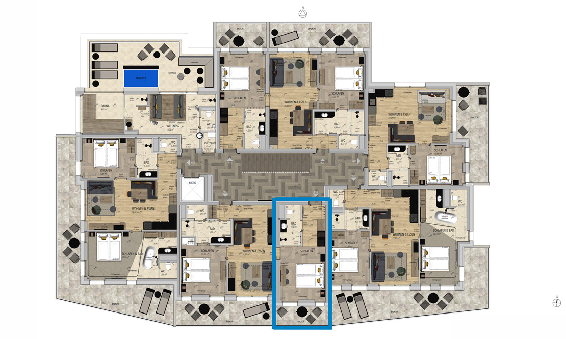 Etagenplan: Haus C 2. Obergeschoss