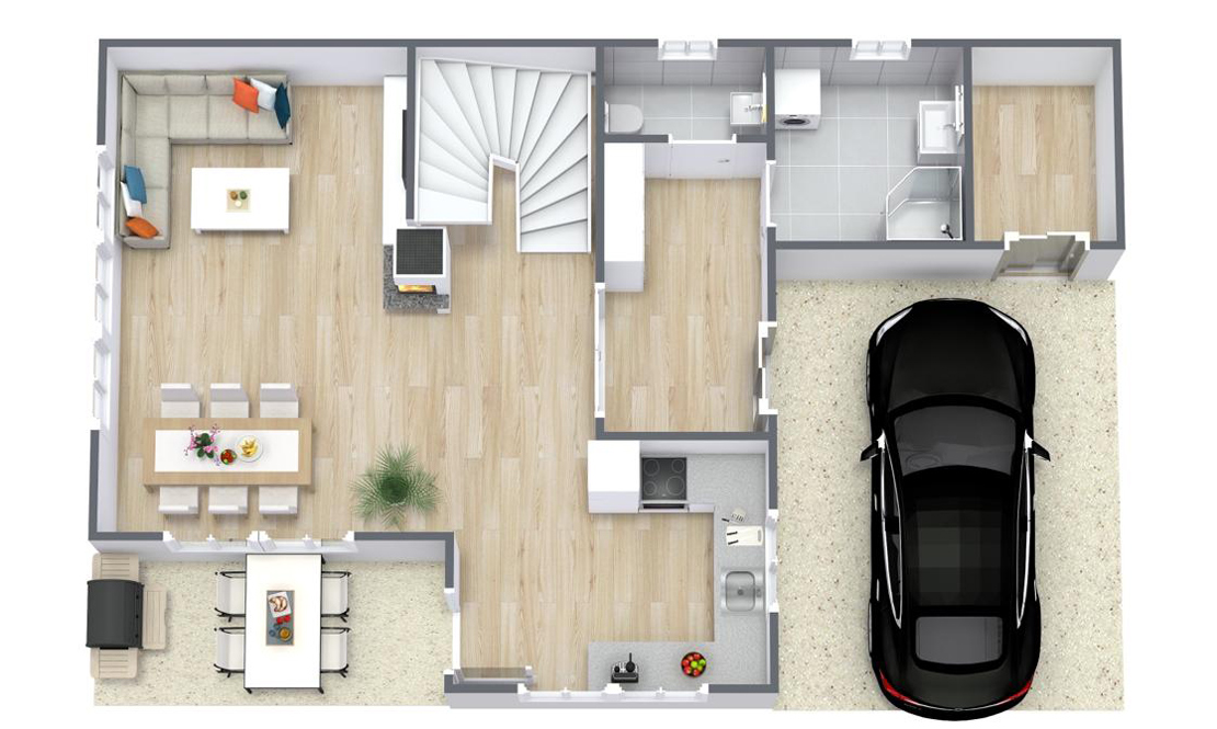 Grundriss Musterhaus Erdgeschoss 112 m&sup2;
