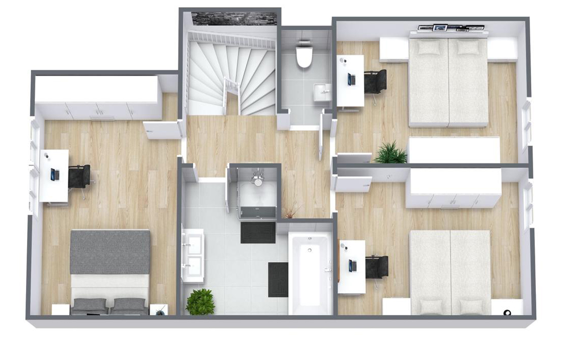 Grundriss Musterhaus Obergeschoss 112 m&sup2;