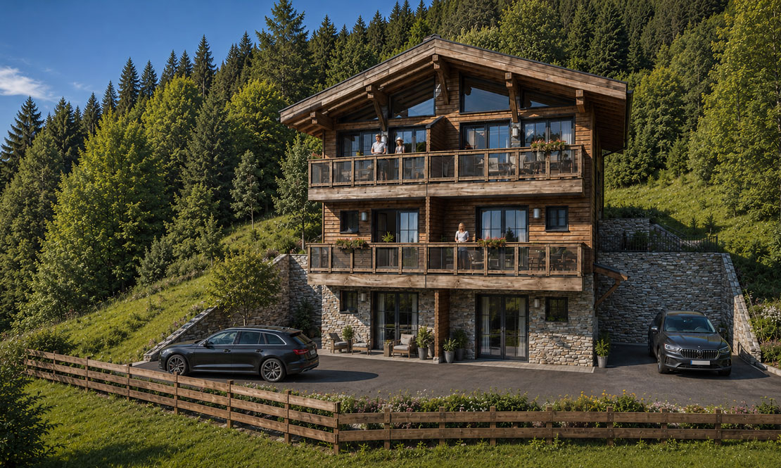 Visualisierung des Hauses im Sommer