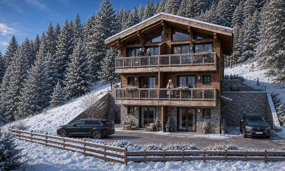 Visualisierung des Hauses im Winter